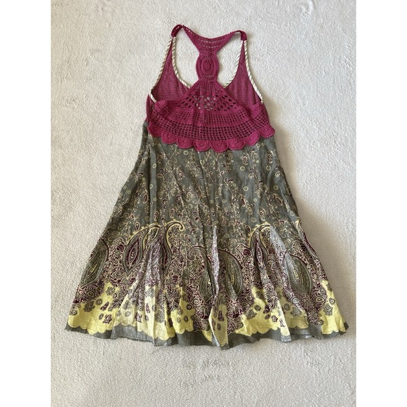 Vintage Free People Women's Size 6 Crochet Racerback Knee Length A-Line Dress - Picture 4 of 9